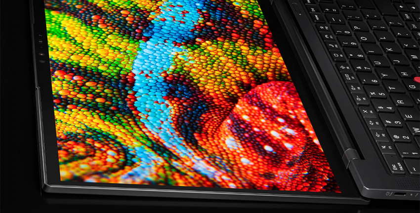 Close-up of Lenovo ThinkPad X1 Carbon Gen 10 laptop display with rich, vibrant colors.
