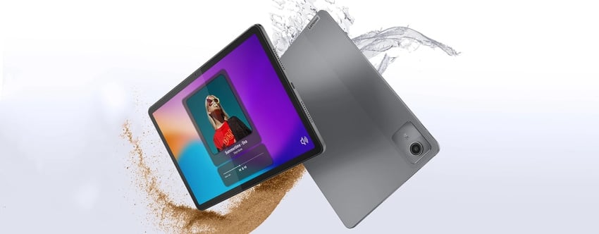Two Lenovo Tab M11 tablets showing off durability